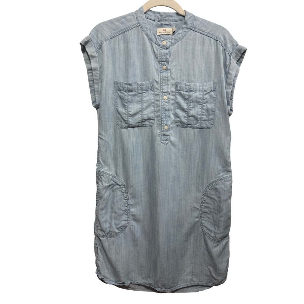 Vineyard Vines Womens Light Blue Tencel Lyocell Chambray‎ Shift Dress Size 4
